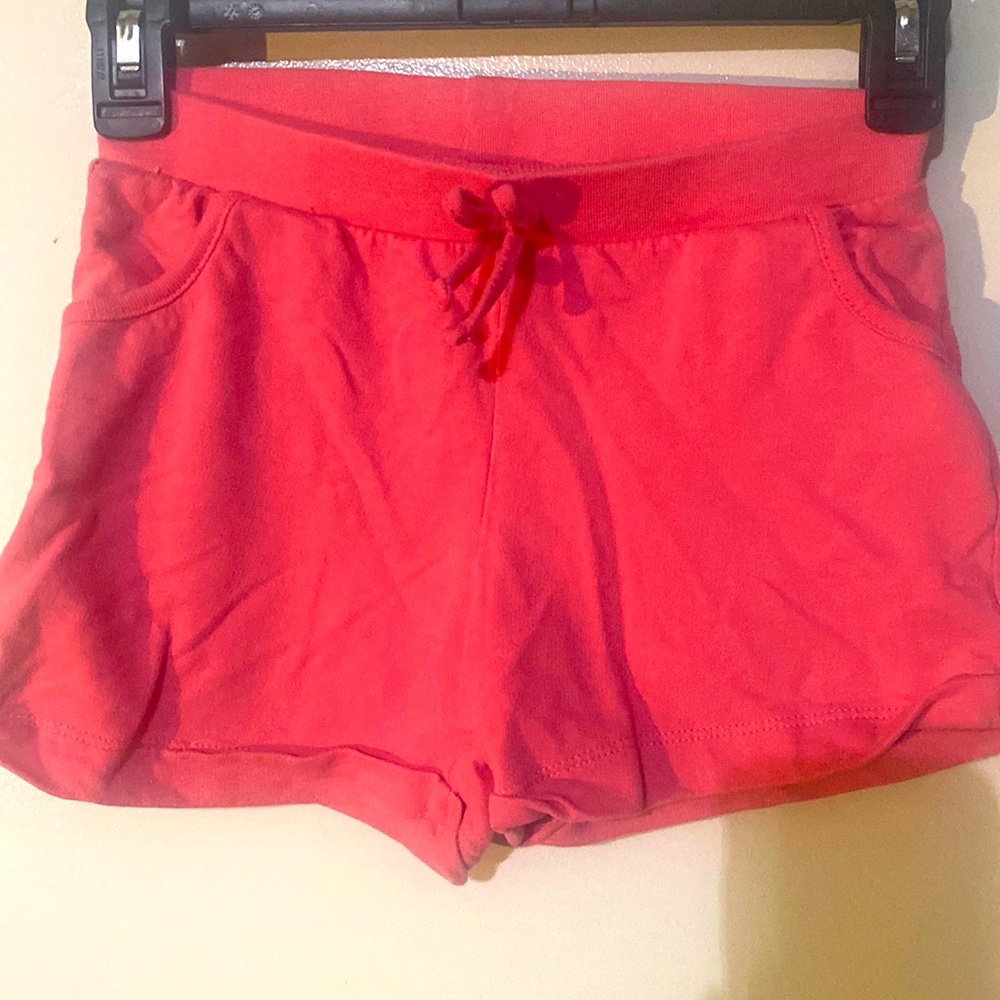 Kids size L 10/12 pink cotton pull on shorts with drawstring waist with pockets
